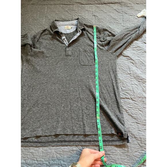 Faherty gray striped collared long sleeve polo men’s large - Picture 7 of 8